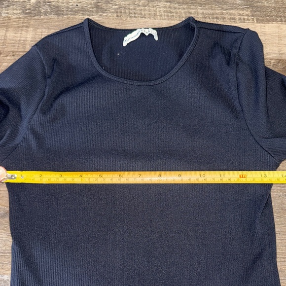 Abercrombie & Fitch Ribbed Long Sleeve Top Black Stretch Fitted Tee Size S - Picture 6 of 7